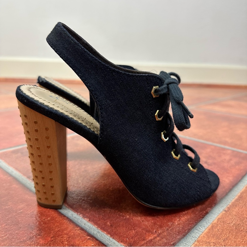 Jean-Michel Cazabat Denim and Leather Heels